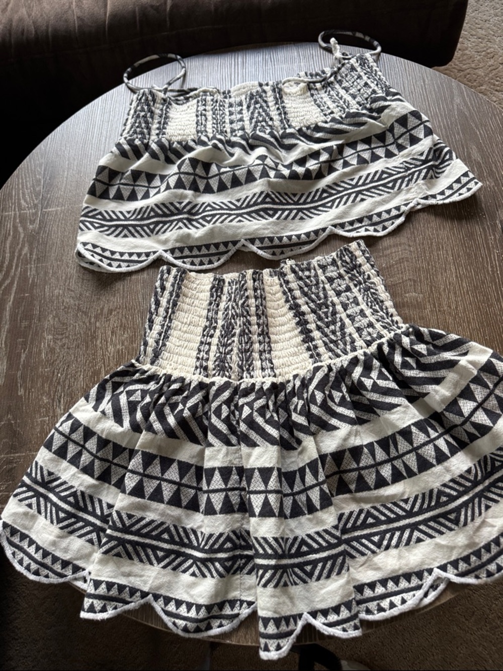 Smocked Waist Black & White Circle Skirt